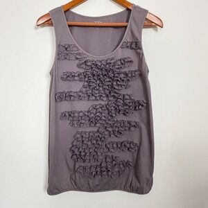 LOFT ATGS Sample Mauve Purple Ruffle Bubble Hem Tank Top Womens M